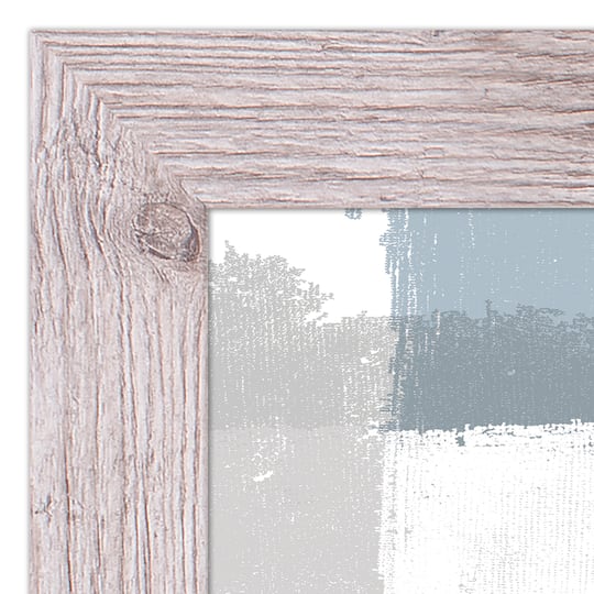 Painterly Blue Abstract Wall Print in Western White Frame